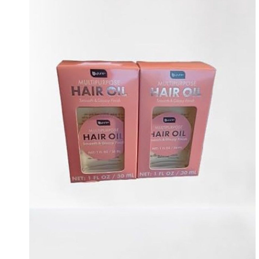 B-Pure Multipurpose Hair Oil, Smooth & Glossy Finish, 1 fl oz Each (2-Pack)